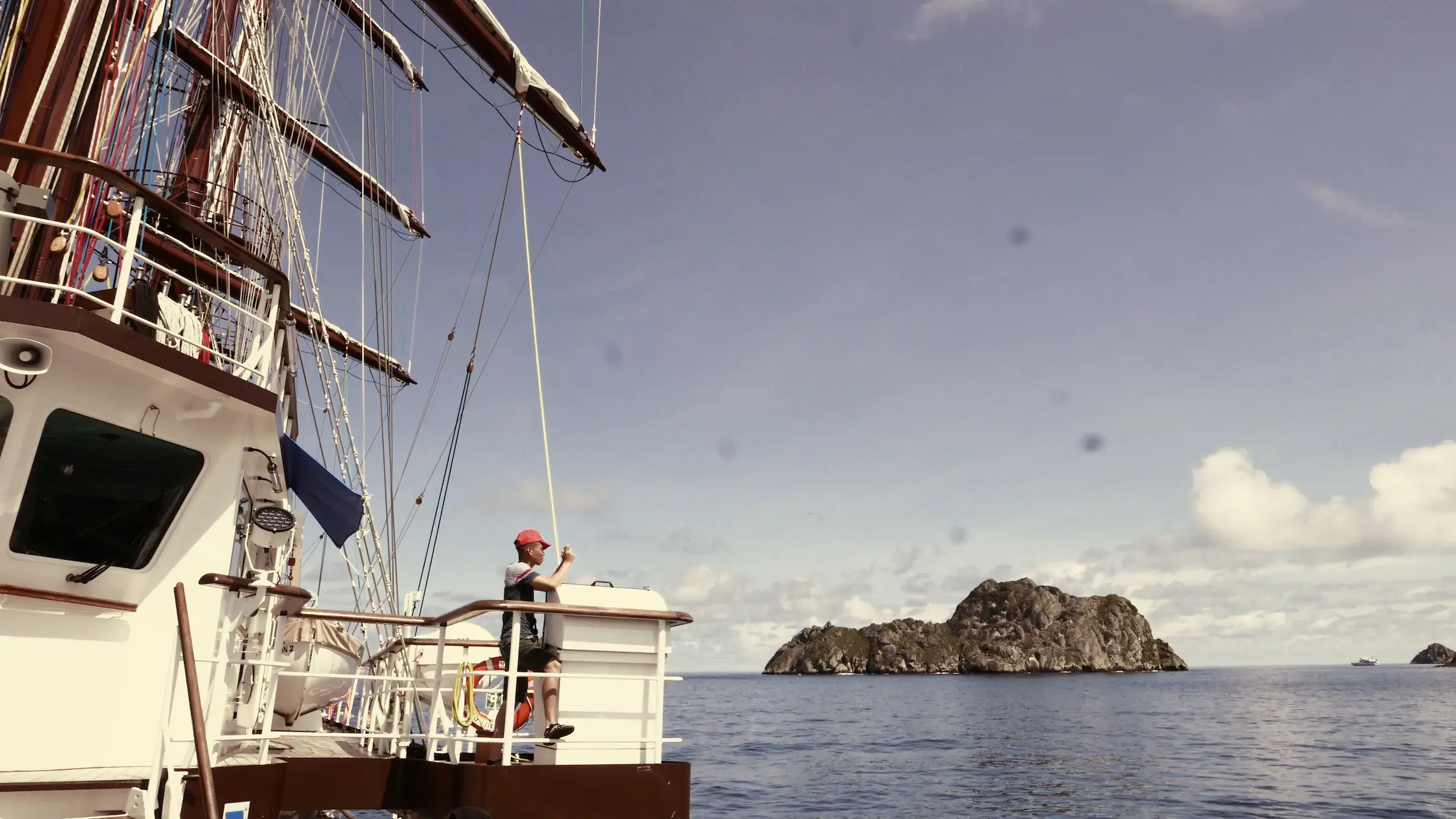Traditional tall ship rigging work